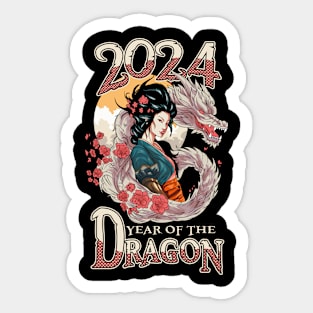 Chinese New Year of the Dragon 2024 Geisha Dragon Sticker